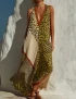 Stylish Spliced Leopard Print Satin Maxi Dress For Women