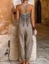 Embroidered Cotton Jumpsuit With Pockets For Women