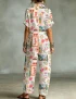 Tropical Summer Button Shirt Jumpsuit For Women