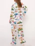 Athens Greece Travel Silky Satin Pajama Set For Women