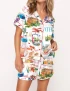 Athens Greece Travel Silky Satin Pajama Set For Women