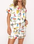 Surfing Watercolor Silky Satin Pajama Set For Women