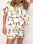 Surfing Watercolor Silky Satin Pajama Set For Women