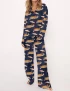 Funny Summer Hot Dog Silky Satin Pajama Set For Women