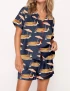 Funny Summer Hot Dog Silky Satin Pajama Set For Women