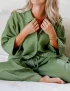 Cotton Linen Drawstring Pants Pajama Set For Women