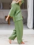 Cotton Linen Drawstring Pants Pajama Set For Women
