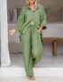 Cotton Linen Drawstring Pants Pajama Set For Women