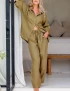 Cotton Linen Drawstring Pants Pajama Set For Women