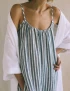 Striped Cotton Linen Wide Leg Jumpsuit For Women
