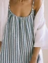 Striped Cotton Linen Wide Leg Jumpsuit For Women