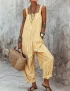 Cotton Stripe Jumpsuit With Pockets For Women