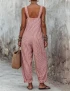 Cotton Stripe Jumpsuit With Pockets For Women