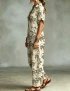 Vintage Inspired Jaguar Cotton Button Shirt Jumpsuit For Women