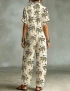 Vintage Inspired Jaguar Cotton Button Shirt Jumpsuit For Women