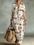 Queen Elizabeth II Vintage Cotton Button Shirt Jumpsuit For Women