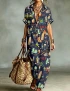 Italian Vacation Cotton Button Shirt Jumpsuit For Women