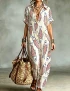 Sardine Cotton Button Shirt Jumpsuit For Women