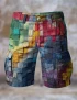 Tie Dye Patchwork Print Cargo Shorts