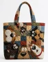 Cute Dog Cat Quilted Tote Bag