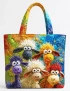 Colorful Animal Lover Quilted Tote Bag