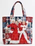 White Christmas Quilted Tote Bag