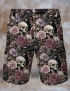 Retro Flowers And Skulls Cargo Shorts