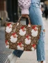 Retro Vintage Santa Leopard PVC Tote Bag