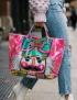 Preppy Brushstroke Glitter Nutcracker PVC Tote Bag