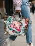 Leopard Glitter Christmas Santa PVC Tote Bag