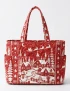 Christmas Holiday Multiple Pockets Quilted Tote Bag