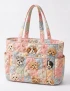 Cute Puppy Patchwork Multiple Pockets Quilted Tote Bag