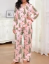 Cheetah Silky Satin Pajama Set For Women
