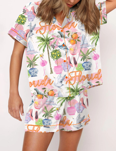 Florida Palm Beach Satin Pajama Set main image 1