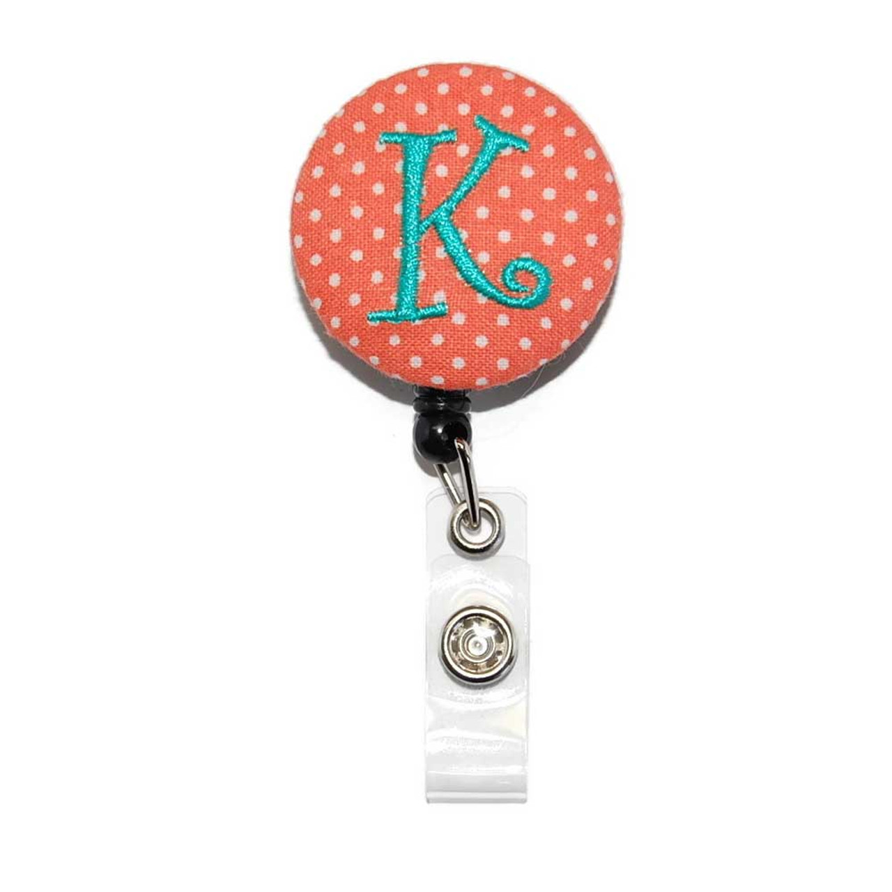 Coral and Mint Personalized ID Badge Reel