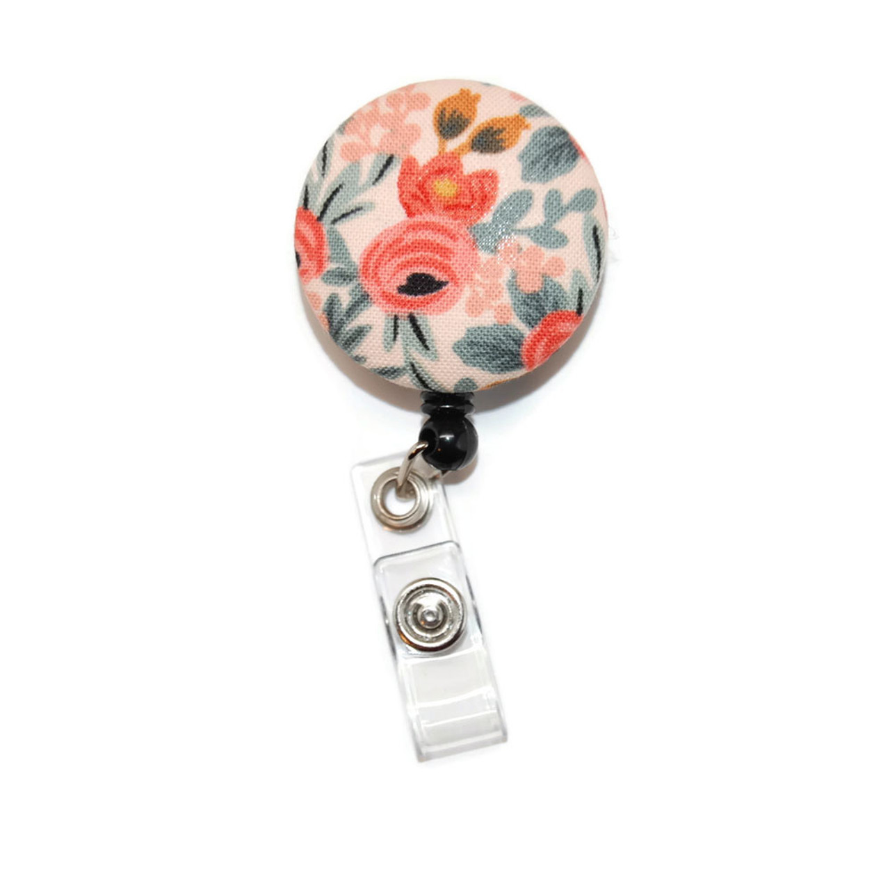 Floral Coral Mint ID Badge Reel