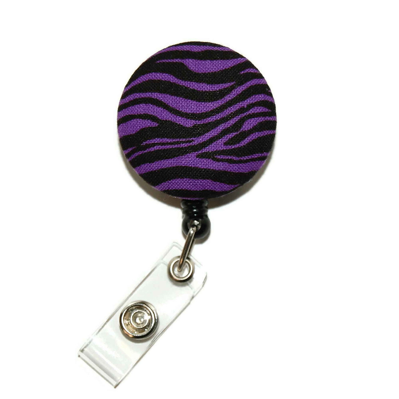 Purple and Zebra..personalized Retractable Badge Reel With