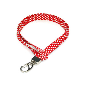 Red & White Polka Dot Fabric Lanyard Picture 1 Red & White Polka Dot Fabric Lanyard Picture 1