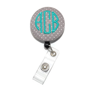 gray swiss dot personalized id badge reel gray swiss dot personalized id badge reel