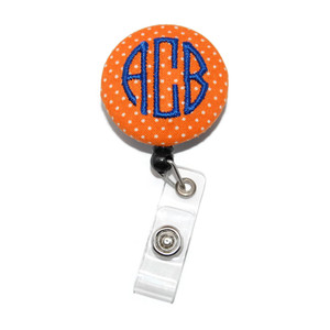 orange swiss dot personalized id badge reel orange swiss dot personalized id badge reel