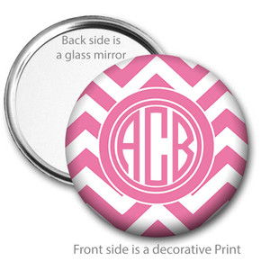 Pink Chevron Monogrammed Pocket Mirror Pink Chevron Monogrammed Pocket Mirror
