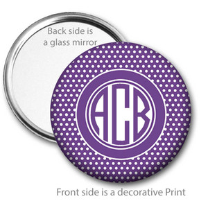 Purple White Swiss Dot Monogrammed Pocket Mirror Purple White Swiss Dot Monogrammed Pocket Mirror