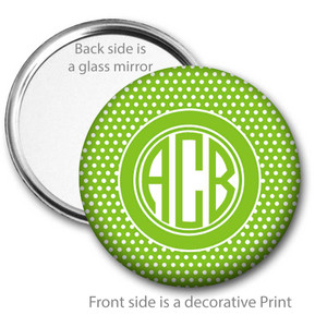Lime White Swiss Dot Monogrammed Pocket Mirror Lime White Swiss Dot Monogrammed Pocket Mirror