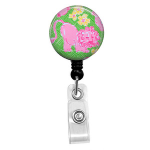 Lion Floral Mylar ID Badge Reel Lion Floral Mylar ID Badge Reel