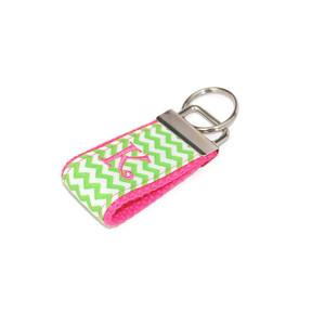 Mini Lime Green Chevron Monogrammed Keychain Mini Lime Green Chevron Monogrammed Keychain