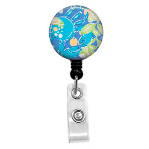 Blue Crab Mylar ID Badge Reel Blue Crab Mylar ID Badge Reel