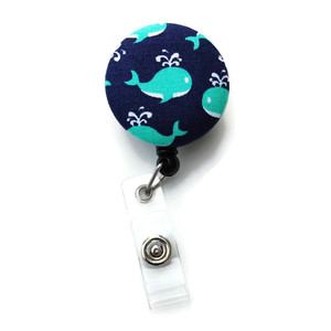 whale id badge reel with fabric cover whale id badge reel with fabric cover