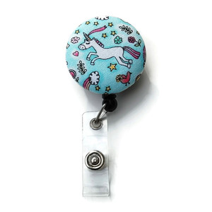 unicorn id badge reel with fabric cover unicorn id badge reel with fabric cover