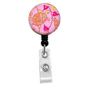 Swirly Turtle Mylar ID Badge Reel Swirly Turtle Mylar ID Badge Reel