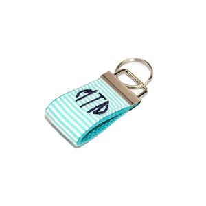 Mint on Mint with Black Embroidery Mini Personalized Key Fob Mint on Mint with Black Embroidery Mini Personalized Key Fob